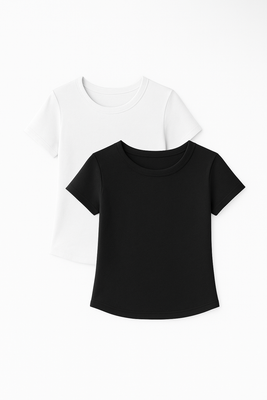 Women’s Baby Tee 2 Pack (Black/White)